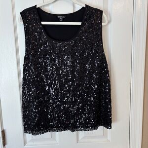 George Black Sequin Sleeveless Tank Top Women’s XXL/20 Party Eveningwear